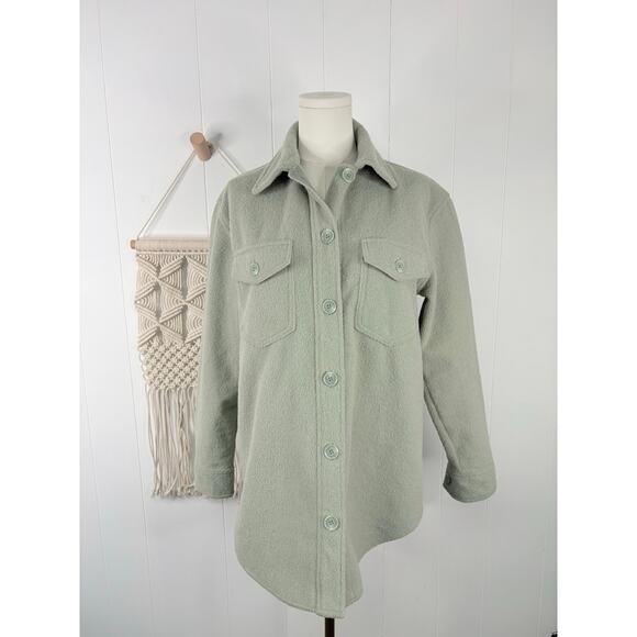 Joie Teddy Jacket Womens Small Sage Green Fleece Shacket - Picture 1 of 8